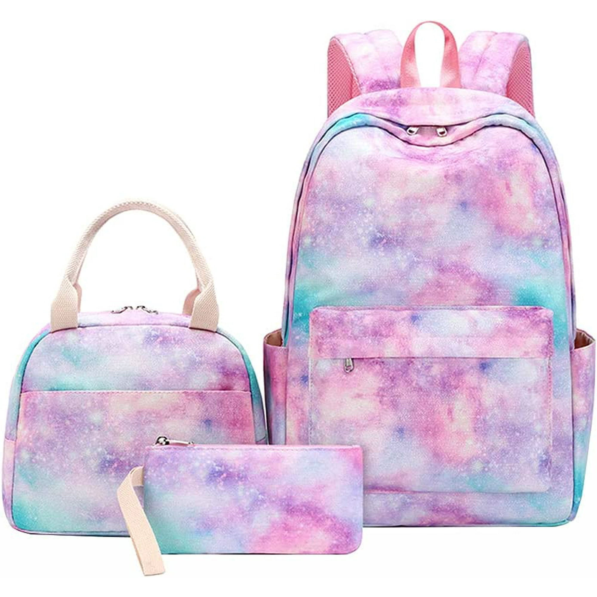 Backpack Set For Girls School Bag Pencil Case And Lunch Bag Starry Sky Graffiti Print Schoolbag Lightweight Waterproof Backpack Casual Daypack