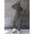 thumbnail image 6 of Women 2 Piece Outfits Zip Up Crop Hoodies SweatPants Lounge Matching Sweat Set Winter Trendy Clothes Grey L, 6 of 9