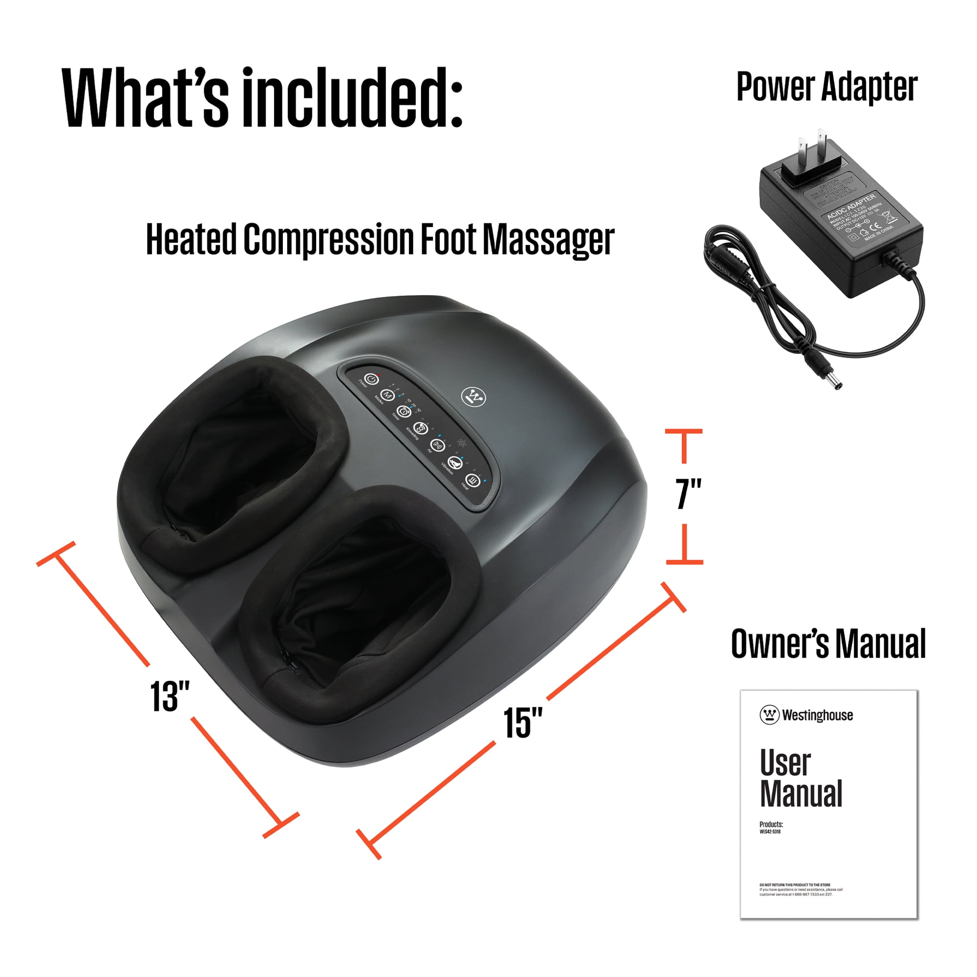 Westinghouse Shiatsu Foot Massager w/ Heat & Air Compression