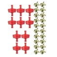 Red Inline Fuel Filter for Lawn Mower, with 20 Pcs Hose Clamps Clips