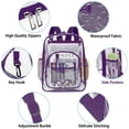 thumbnail image 5 of Sanmadrola Clear Backpack Clear Bag Heavy Duty Waterproof Transparent Large PVC Backpacks for Teenagers Women Men for Stadium School College Travel Work Hiking, Purple, 5 of 7