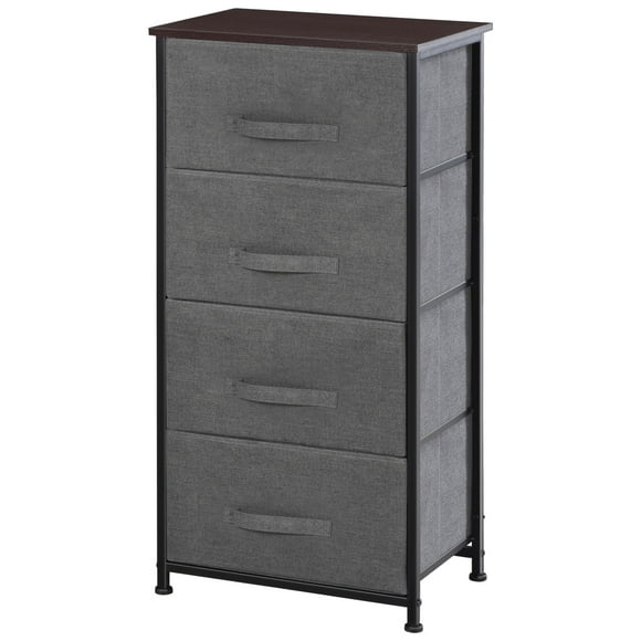 HOMCOM Linen 4 Drawer Cabinet Organizer Storage Dresser with Metal Frame