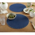 thumbnail image 4 of Martha Stewart Woven Water Resistant Lindos Fabric Placemat Set 6-Pack, 15" Round, Navy Blue, 4 of 8