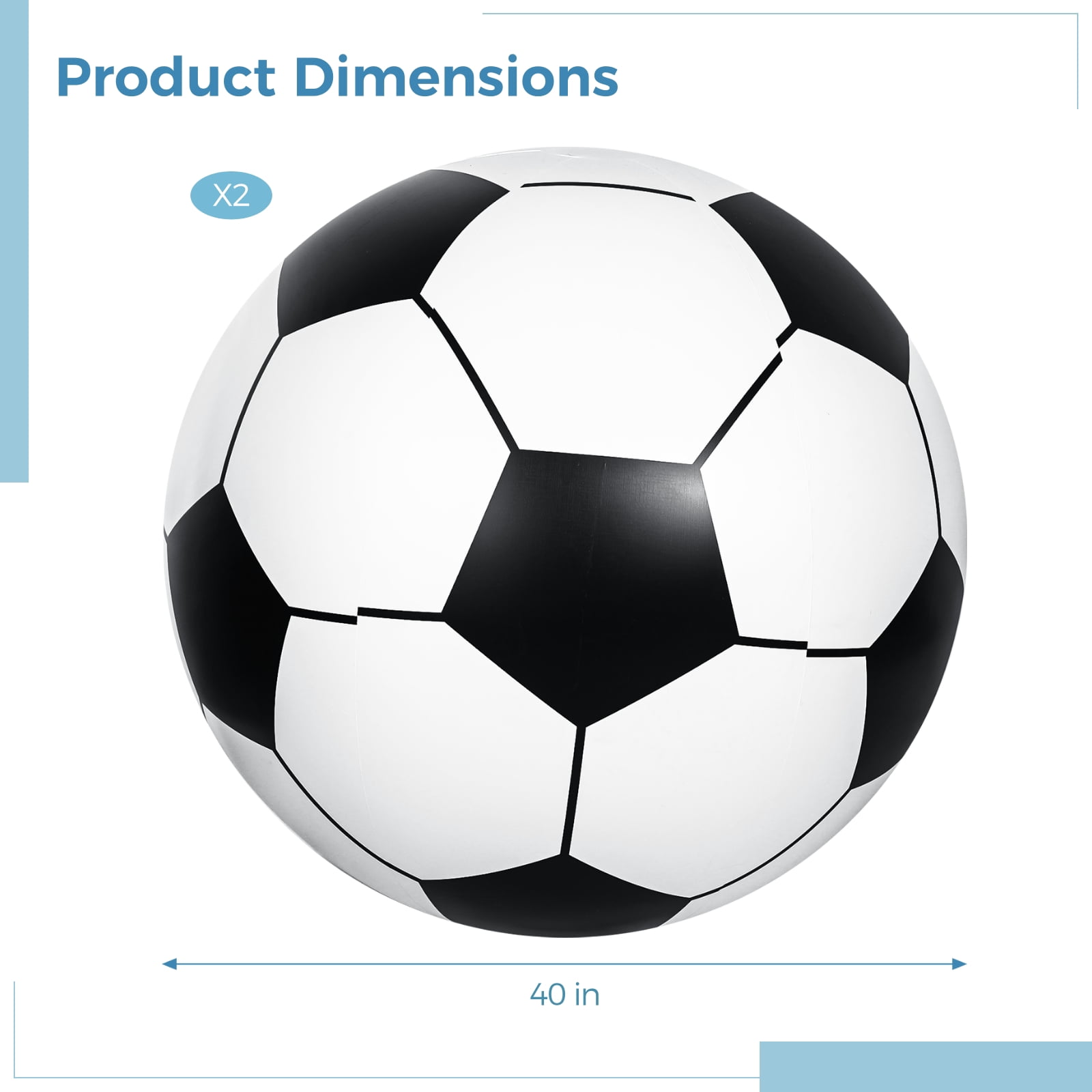 2 PCS Giant Inflatable Soccer Balls, 40 in Jumbo Beach PVC Ball, Oversized Fun for Party, School, Kindergarten Sports