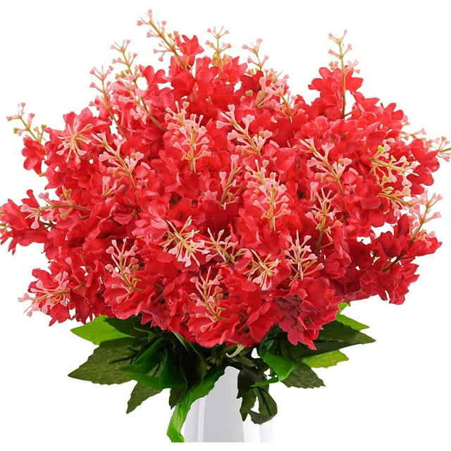 Nvzi Ramo de jacintos y violetas artificiales de seda de 35 cm (13,7 pulgadas), color rojo, 6 unidades.