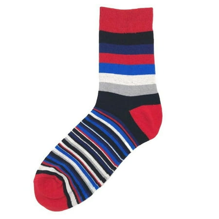 

JunDanmall Spring Autumn Fashion Men Colorful Stripe Middle Tube Elastic Soft Cotton Socks