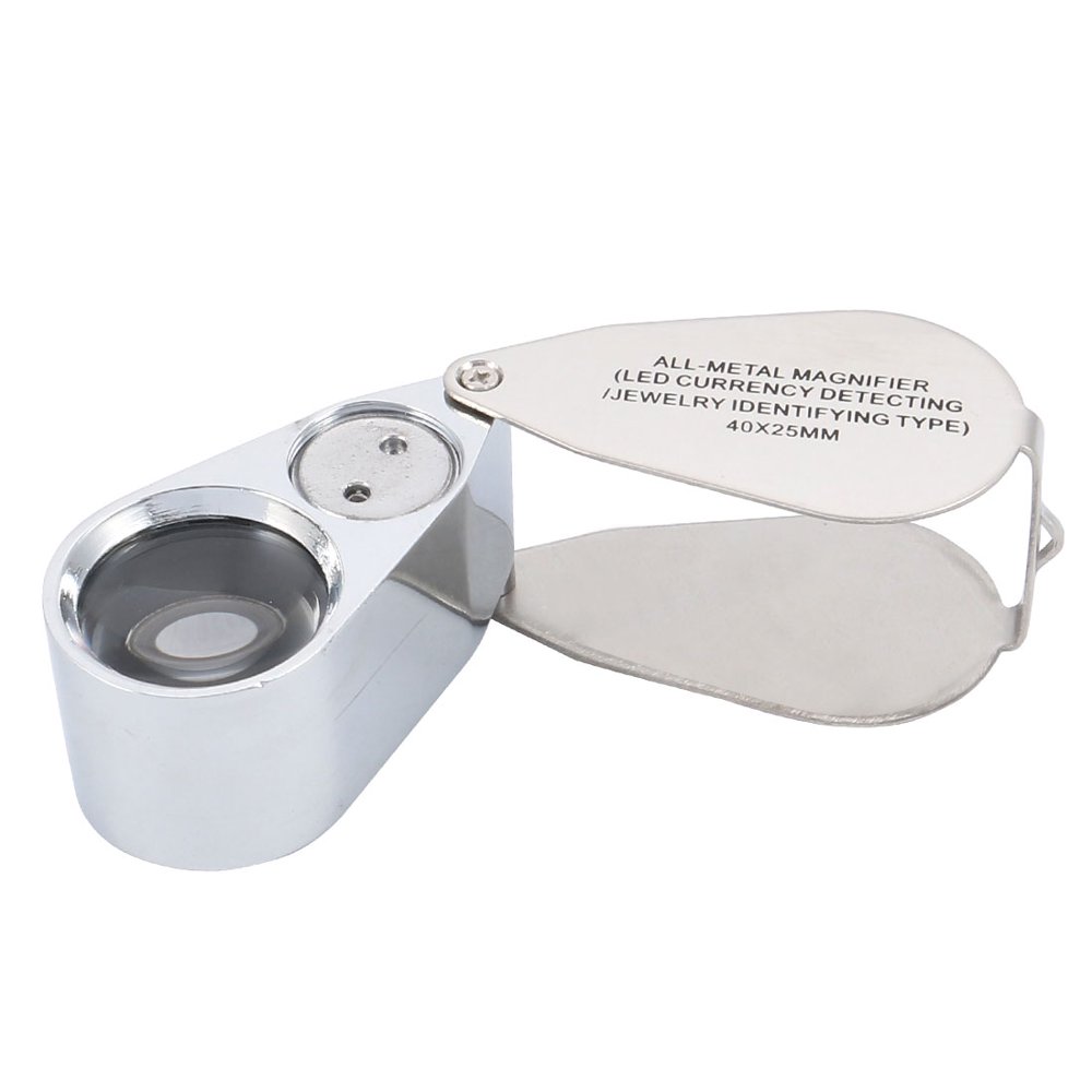 Folding Magnifier 40X Illuminated Magnifying Glass Loupe Lens w Light
