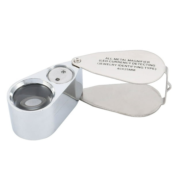 Folding Magnifier 40X Illuminated Magnifying Glass Loupe Lens w Light