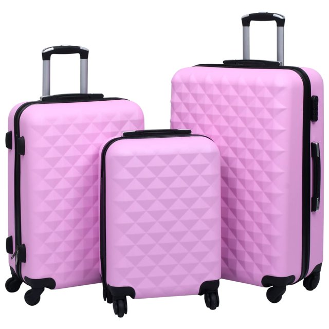 vidaXL Ensemble de Valises Rigides à Roulettes 3 Pcs Rose ABS