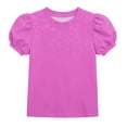 thumbnail image 2 of Teylalorva T-Shirt for Girls, Puff Short Sleeve Crewneck Summer Trendy Kids Cute Casual Tee Purple Size 8, 2 of 7