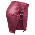 thumbnail image 6 of Leather Pencil Skirt for Women Slimming Faux Leather Side Slit Bodycon Mini Skirt Clubwear, 6 of 7