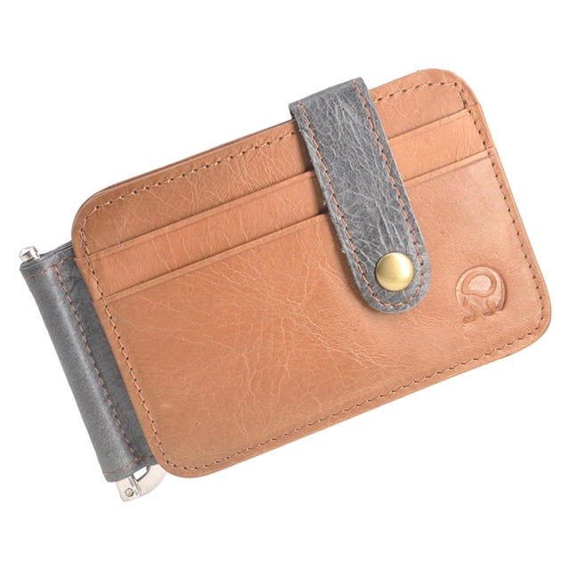 Cartera minimalista con tarjetero, paquete de s de efectivo , manga delgada, bolsillo para s de visita, funda protectora , marrón