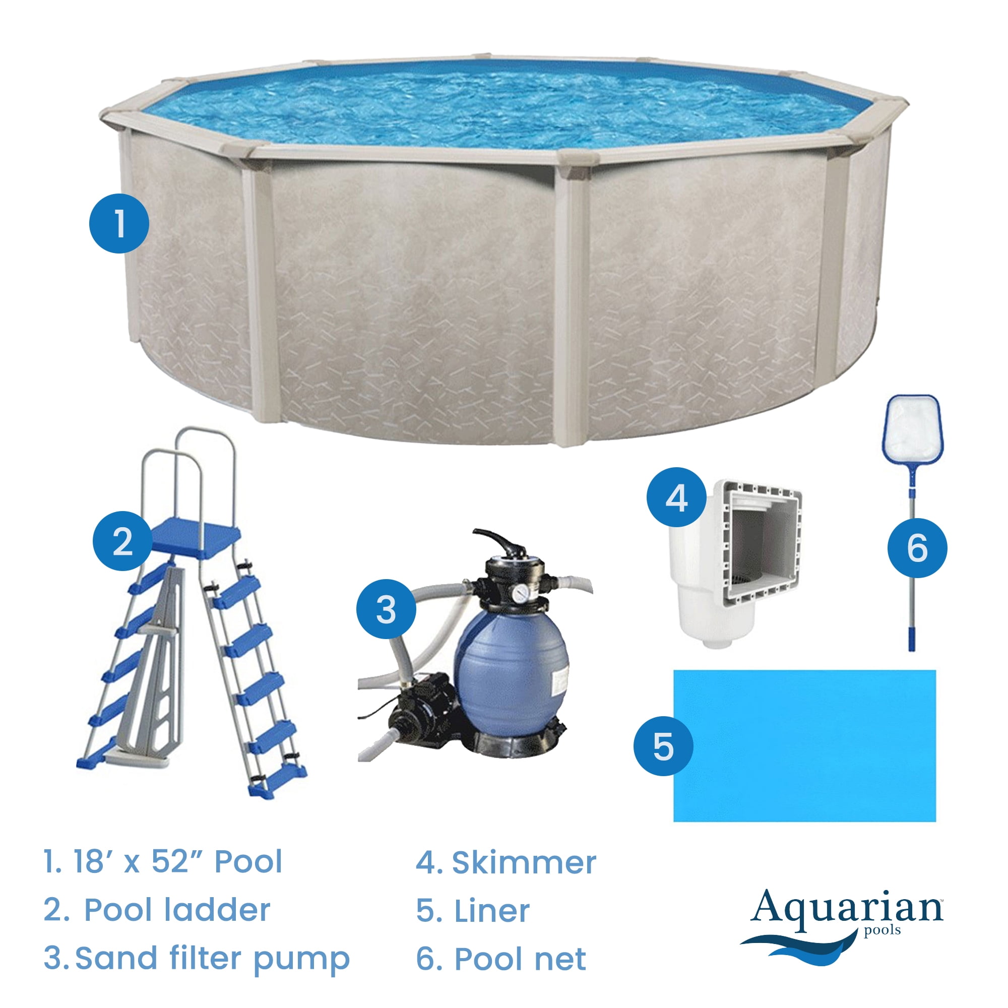 Aquarian Phoenix 18' x 52" Steel Frame DIY Family Above Ground Pool Kit