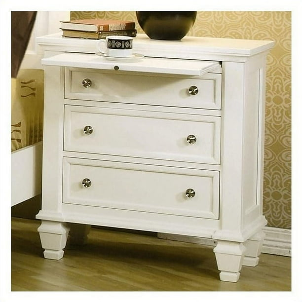 Set of 2 White Night Stand with Pull Out Shelf Walmart