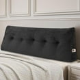 thumbnail image 1 of SUSUZI Velvet Soft Triangular Wedge Headboard Pillow – Queen Size 59"x20"x8" Reading Pillow Lumbar Support Cushion with Side Pockets, Machine Washable, 1 of 10