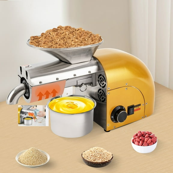 Oil Press Machine, 110V 1800W Nut Seeds Oil Extractor Cold& Hot Press Machine, Temperature Control 300°C/572°F, Lower Noise, For Coconut, Cocoa Beans, Avocado, Amaranth Seed (Gold)