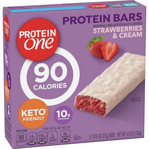 Protein One, Strawberries & Cream Protein Bars, Keto Friendly, 5 ct