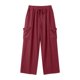 thumbnail image 4 of Pantalones de Vestido de Cintura Elástica para Mujeres Color Sólido Suelto Elástico Cordón de Cintura Pantalones de Pierna Recta de Bolsillo Grande, 4 of 5