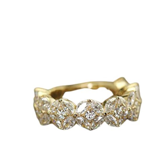 HeartsAndYou 5ct Marquise Round Cut Moissanite Exquisite Engagement Ring for Women 18k Yellow Gold over Silver