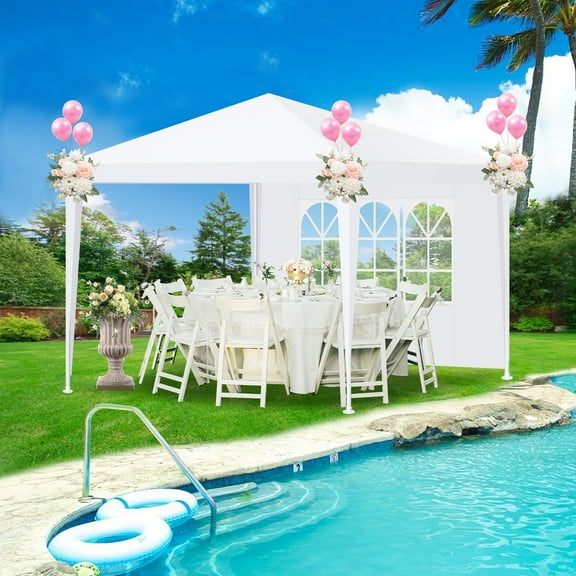COBIZI 10 x 10 Party Tent with 4 Sidewalls Outdoor Canopy Tent for party  Patio Camping Gazebo Shelter for Weddings Waterproof Heavy Duty Event Carpa All Season, White