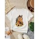 thumbnail image 1 of Cartoon Horse With Sunflowers Graphic Print, Girls' Comfy Loose T-shirts, Top Clothes For Spring And Summer For Outdoor Activities, 1 of 5