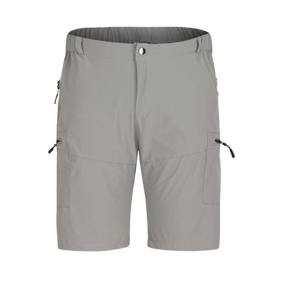 WREESH Men's Cargo Shorts Workout Shorts Casual Solid Quick Drying Shorts Elastic Waist Zipper Pocket Short Pants White