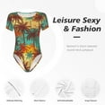 thumbnail image 6 of Balery Colorful Hawaii Palms Women's Short Sleevee Crew Neck Bodysuit Tops Short Sleeve Tops Basic-, 6 of 9