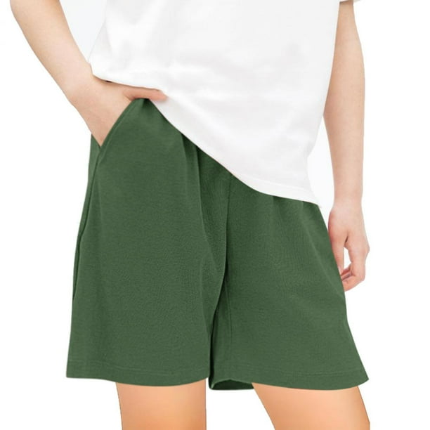 Odeerbi 5-14 Años Niños Niñas Pantalones Cortos de Colores Sólidos de Verano Pantalones Cortos Deportivos Para Entrenar Pantalones Cortos Transpirables Con Bolsillos