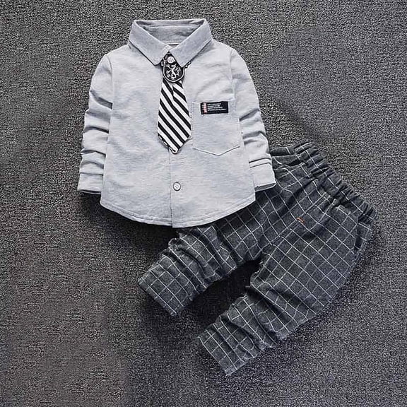 Boys Fashionable Long Sleeved Long Pants Children Clothing Boys Shirts Pants Ties 3 Pieces Set