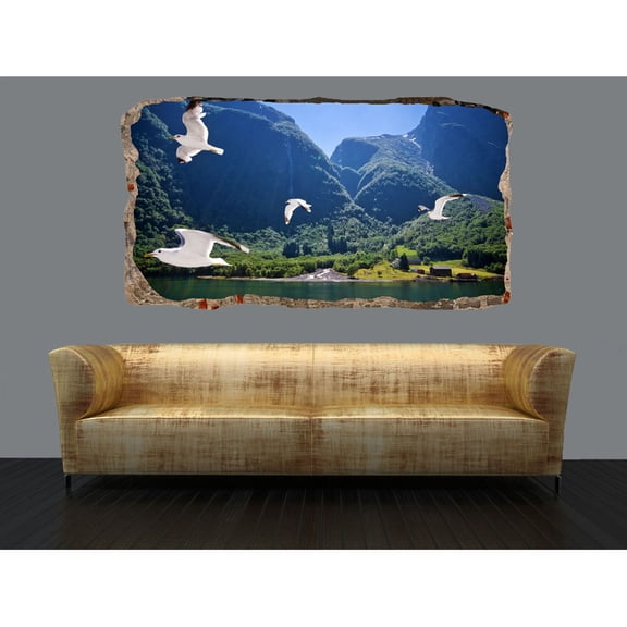 Startonight 3D Mural Wall Art Photo Decor Birds in the Air Amazing Dual View Surprise Medium Wall Mural Wallpaper for Bedroom Landscapes Collection Wall Paper Art 32.28 inch By 59.06 inch