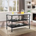 thumbnail image 4 of ACME Brahm Artificial Stone Top Metal Kitchen Island in White and Gray, 4 of 7