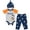 Navy / grey / orange, variant on Disney Pixar Monsters Inc. Mike Infant Baby Boys Bodysuit Pants and Hat 3 Piece Outfit Set Newborn to Infant