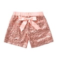 thumbnail image 3 of iiniim Girls Boys Sequins Dance Shorts with Bowknot Training Gymnastics Hip Hop Rave Light Pink 3-4, 3 of 7