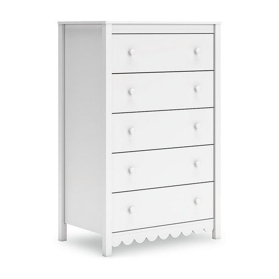 Signature Design by Ashley Hallityn 5 Drawer Tall Dresser, White