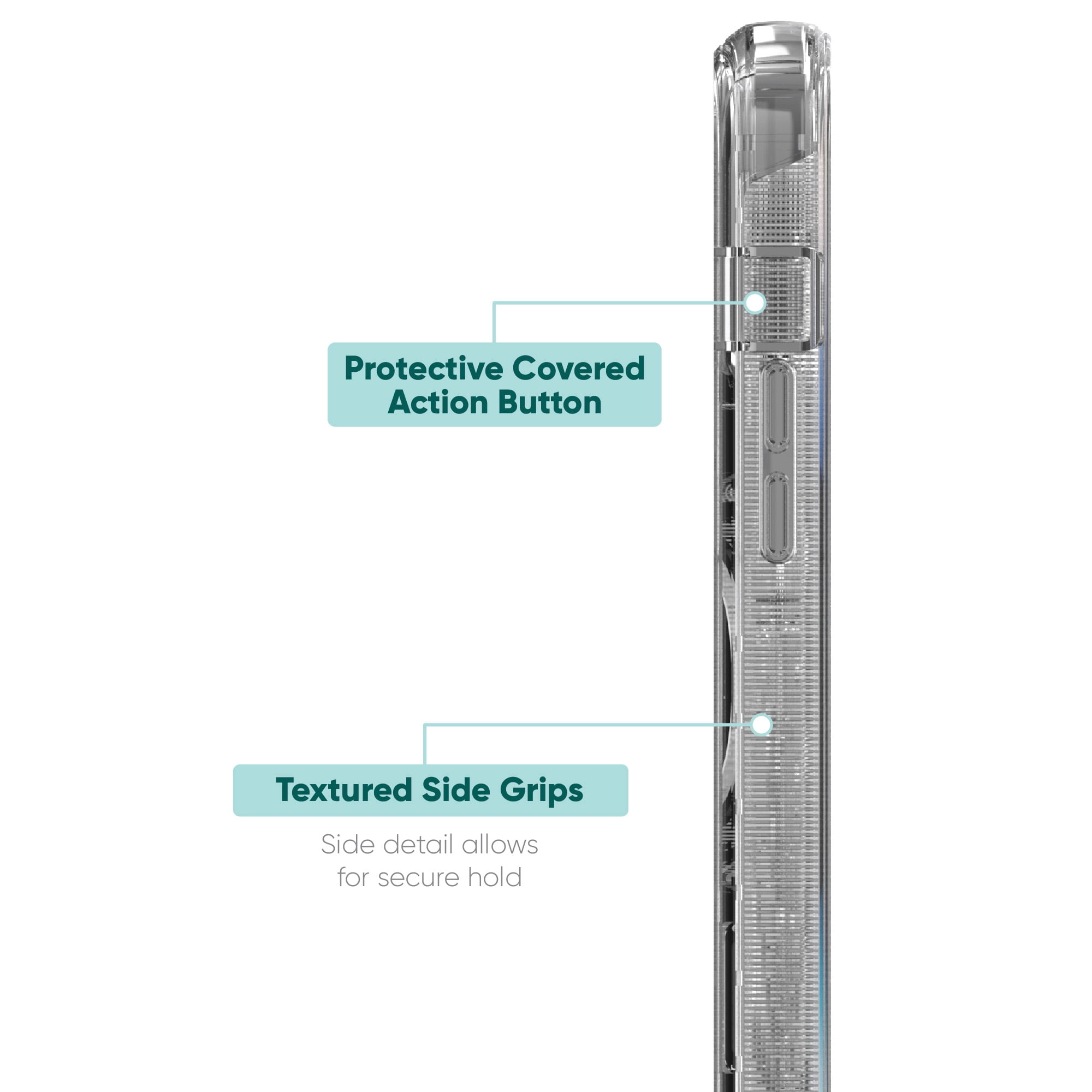 onn. MagSafe Compatible Rugged Phone Case for iPhone 15 Pro, Clear