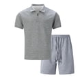 thumbnail image 3 of JAJAHO Mens Short Set Summer 2 Piece Outfits Casual Solid Color Jacquard Quarter Zip Lapel Short Sleeve T Shirts Shorts Set Comfortable Lightweight Stylish Outfit, 3 of 4