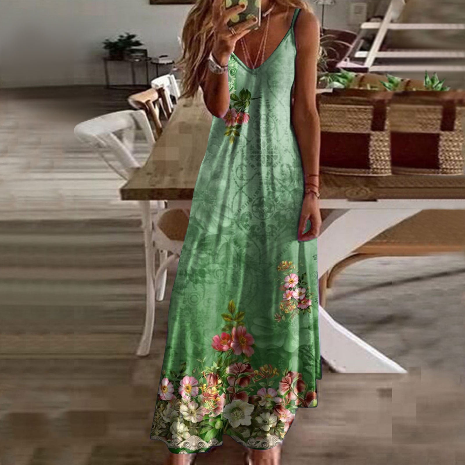 Amazon.com: Women's Summer Beach Dress Floral V Neck