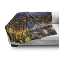 thumbnail image 3 of Modern Soft Flannel Fleece Blanket, Sunset at London England Cityscape Night Time and Tower Bridge Landmark Urban, Cozy Plush for Indoor and Outdoor Use, 50" x 60", Yellow Bluegrey, by Ambesonne, 3 of 6
