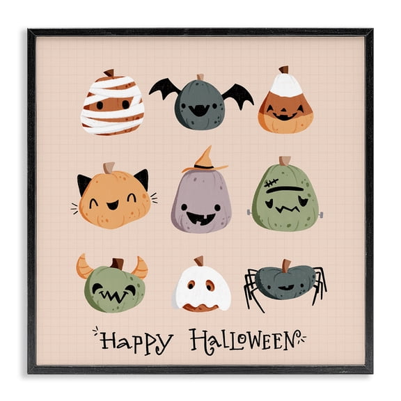 Stupell Industries Cute Halloween Costume Pumpkins Quotes and Sayings Painting Black Framed Art Print Wall Art, 12 x 12