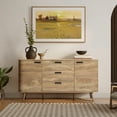thumbnail image 2 of LuxenHome Natural Oak Manufactured Wood 2-Door and 3-Drawer 59.1-Inch Wide Sideboard Cabinet, 2 of 13