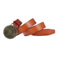 thumbnail image 4 of Correa de Cinturón de material cuero Occidental Biker Gothic Azteca Hebilla de Cinturón Accesorio - marrón Colco Western Cowboy Belt, 4 of 8