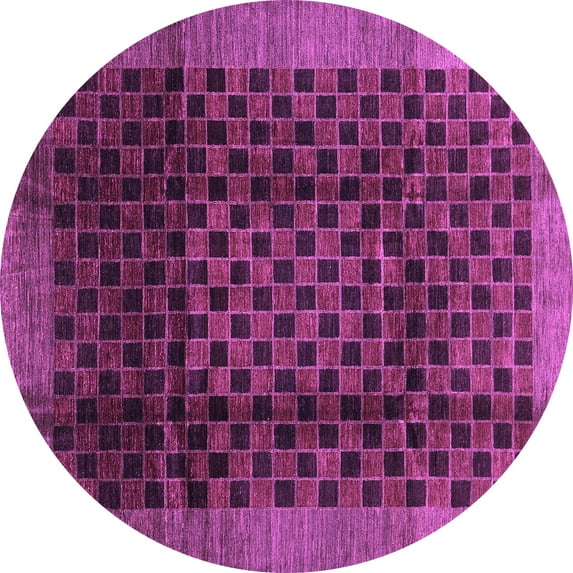 Ahgly Company Indoor Round Abstract Purple Contemporary Area Rugs, 5' Round