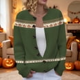 thumbnail image 2 of BODOAO Women's Fair Isle Cardigan Pumpkin Pattern Button Front Crew Neck Long Sleeve Knit Sweater Casual Fall Halloween Holiday Jacket for Seasonal Casual Wear Blackish Green M, 2 of 5