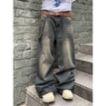 thumbnail image 5 of Mrmall Mens Baggy Loose Fit Jeans Wide Leg Long Jeans Vintage Y2K Hip Hop Denim Jeans Streetwear, 5 of 6