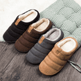 thumbnail image 3 of Mens Slippers Memory Foam Comfort Fuzzy Plush Lining Indoor Outdoor Slip On House Shoes Brown, Size 8-8.5, 3 of 7