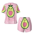 thumbnail image 2 of Sigee Cute Avocado for Sleepwear Casual Pjs with Pockets Women's Pajamas Sets Shorts 2 Piece Short Sleeve Lounge Sets X-Large, 2 of 9
