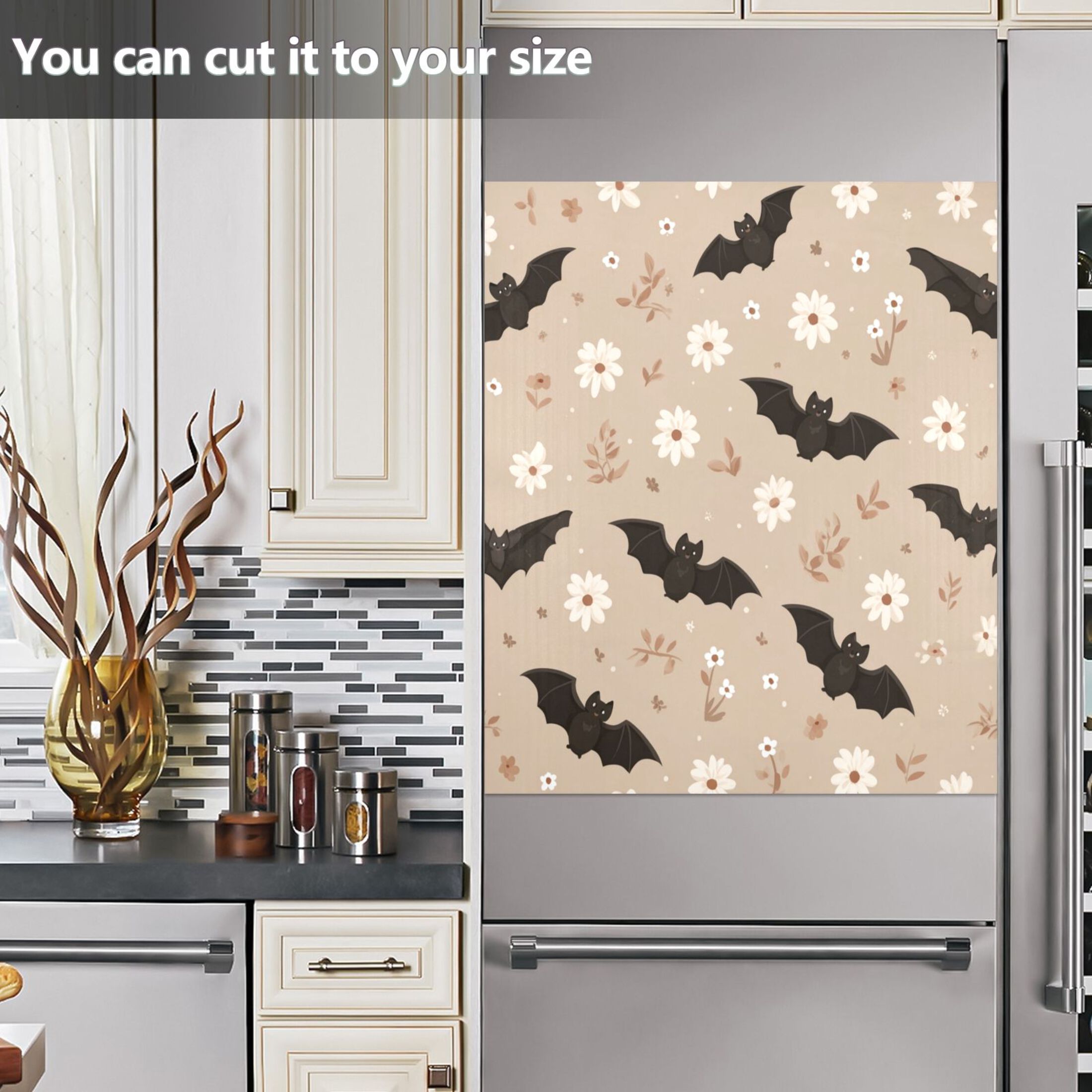Dishwasher Sticker Magnetic Dishwasher Sticker Magnetic Decorative Sticker Refrigerator Sticker Dishwasher Decorative Stickers Bats and White Flowers