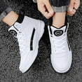 thumbnail image 6 of XIMIN Men's Leather High Top Platform Sneakers Ankle Boots Fashion Comfy Walking Tennis Casual Lace-Up Dad Shoes for Outdoor Basketball Style Anti Slip Footwear (11, White), 6 of 8