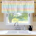 thumbnail image 6 of Rainbow Stripes Window Valance for Kitchen, Pink Blue Green Yellow Watercolor Stripes Rod Pocket Short Curtain for Small Windows, Light Filtering Decorative Valance, 42 x 18 Inch, 1 Panel, 6 of 9