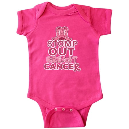 

Inktastic Stomp Out Breast Cancer with Pink Cowgirl Boots Gift Baby Boy or Baby Girl Bodysuit